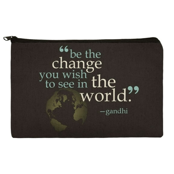 Be Change You Wish To See Quote Gandhi Makeup Cosmetic Bag Organizer Pouch
