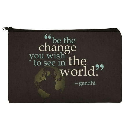 Be Change You Wish To See Quote Gandhi Makeup Cosmetic Bag Organizer (Best Makeup On Wish App)
