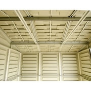 DuraMax 10.5ft x 13ft Woodbridge Plus Plastic Vinyl Outdoor Shed w/ Foundation Kit & Window