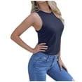thumbnail image 2 of Njoeus Women's Sleeveless Undershirts Women Tank Tops Summer Casual Slim Fitted Basic Camis Tops Shirts Blouse S-XXL, 2 of 7