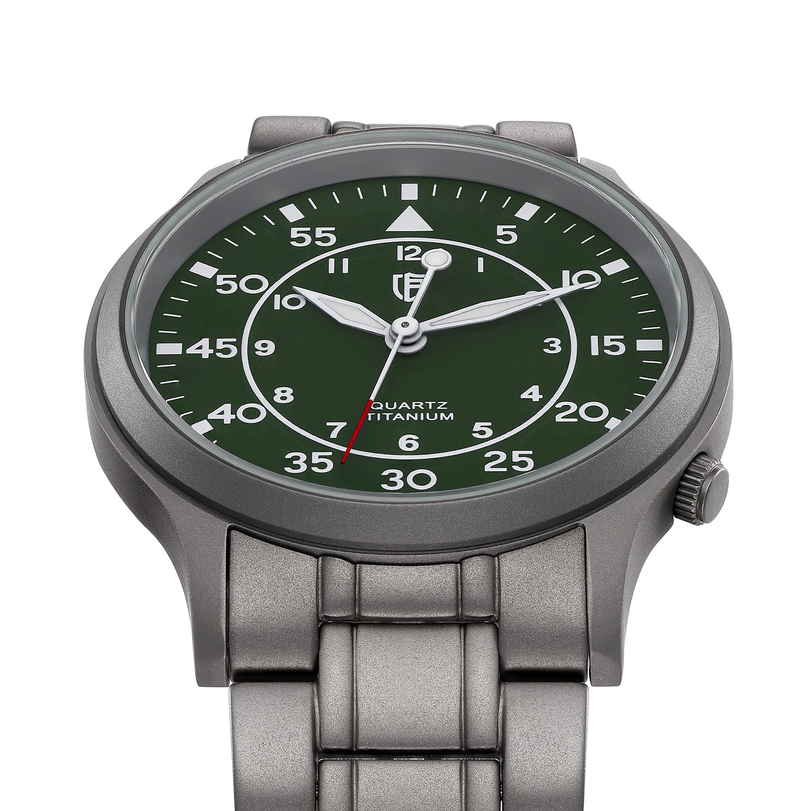 BERNY Titanium Watches for Men, Sport Military Men Watch with Japanese Quartz Movement, Super Luminous, Fashion Men's Field Watch, Casual 5ATM Waterproof Army Wristwatch, Green