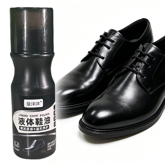 Nnndbs Liquid Shoe Polish with Sponge Applicator, Instant Shine and Conditioning for Leather Dress Shoes, Carnauba Wax Formula for Black Brown Shoes, Water Resistant Shoe Shine