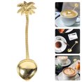 thumbnail image 4 of 1 cuchara de café de árbol de coco tropical, cuchara pequeña retro, cuchara para revolver de café, cuchara de postre (dorada), 4 of 4