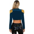 thumbnail image 2 of YIZYIF Womens Halloween Circus Ringmaster Costume Velvet Long Sleeve Jacket Fringed Epaulettes Coat Dark Blue 3XL, 2 of 7