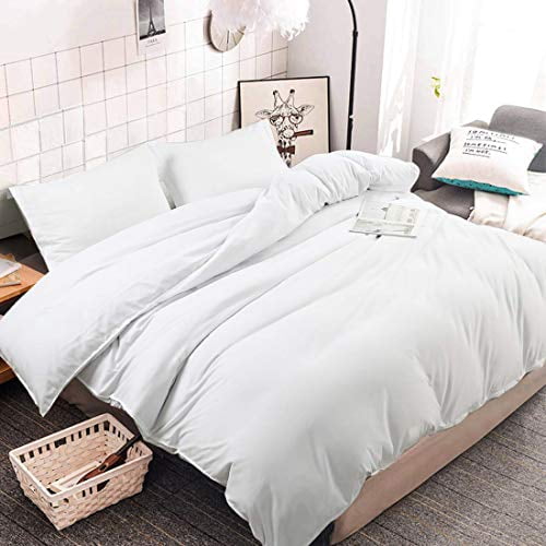 Ingalik Bedding 3 Piece Duvet Cover Set Queen Size With Zipper Closure Ultra Soft Breathable 100 Washed Microfiber Hotel Luxury Solid Color Collection 3pc 1 Duvet Cover 2 Pillow Shams White Walmart Com Walmart Com