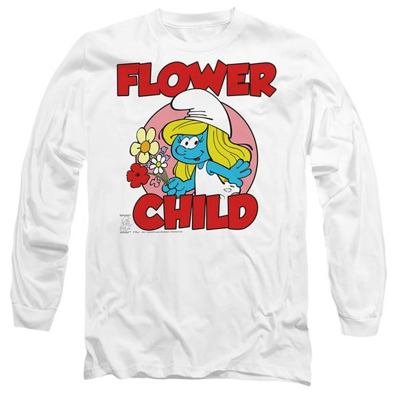 Smurfs Flower Child Unisex Adult Long-Sleeve T Shirt,Flower Child White,Small