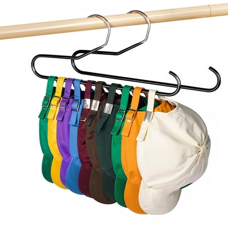 Lomrsiul Hat Storage Organizer for Baseball Caps  Non Slip PVC Coating Hat Holder Max 10 Hats Hat Rack Hangers for Closet Organizers and Storage for Cap Tank Top Belt Tie Purse Bra Black 2 Pack C47