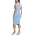 thumbnail image 3 of INSPIRE CHIC Women's Office Cowl Neck Short Sleeve Ruched Pencil Dress, 3 of 5