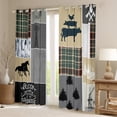 thumbnail image 2 of Horse 30%-50% Blackout Curtains Teens, Rustic Cabin Patchwork Curtains & Drapes 38"Wx54"L 2 Panels, Western Cowboys Cowgirls Curtains Farm Animal Windmill Patchwork Window Treatments, 2 of 5