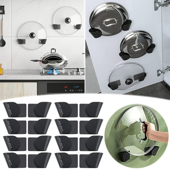 Rvasteizo Pot Lid Holder Unperforated Pan Wall Mounted Storage Rack Holder Kitchen Gadget