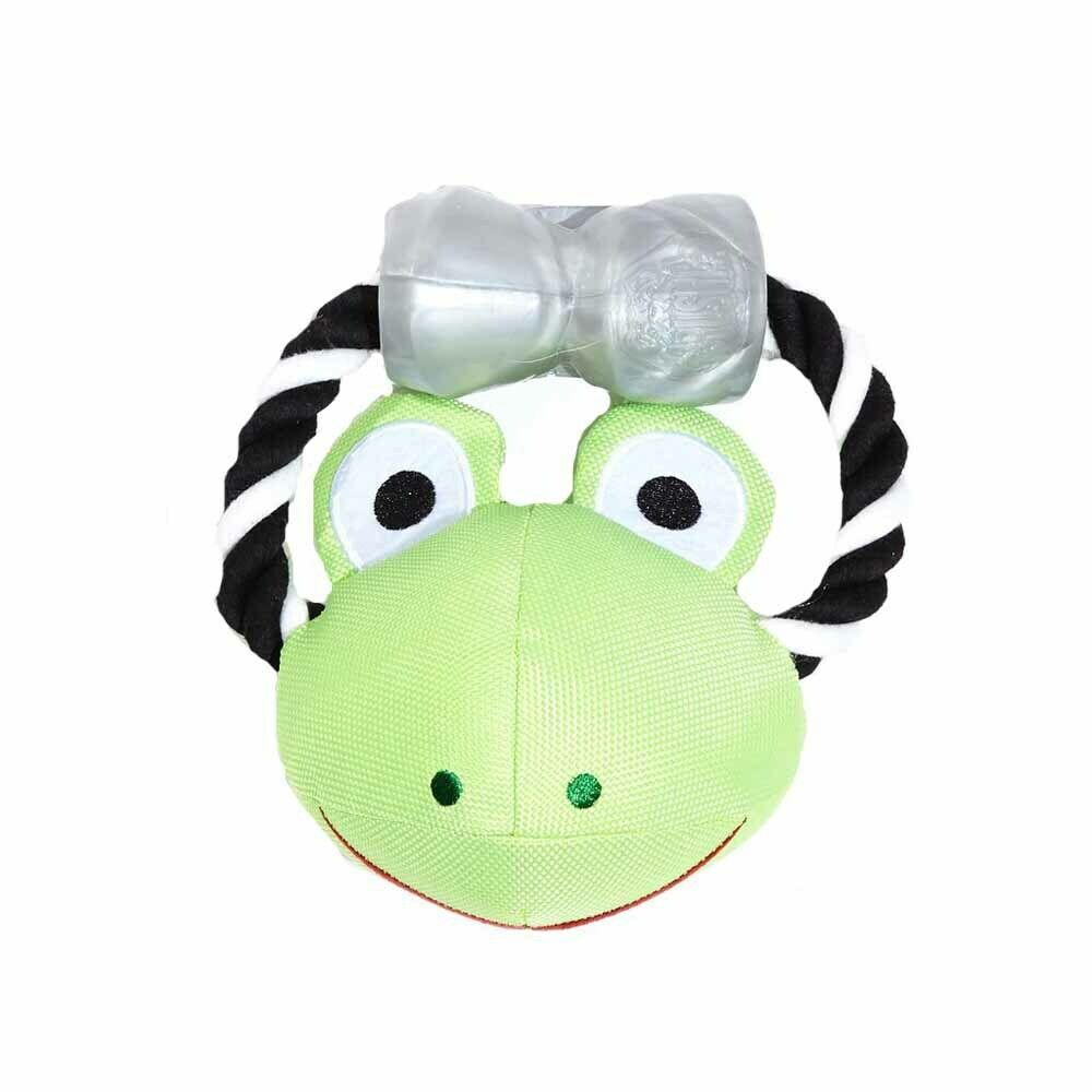 Silver Paw Crusha Frog Head Rope Dog Toy. ****