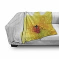 thumbnail image 3 of Yellow Flower Soft Flannel Fleece Throw Blanket, Little Ladybug on Gerbera Wet Petals Water Drops Fresh Garden, Cozy Plush for Indoor and Outdoor Use, 70" x 90", Yellow Vermilion, by Ambesonne, 3 of 6
