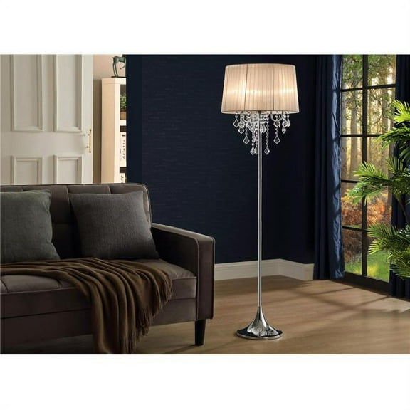 17 x 17 x 59 in. Natalia Floor Lamp, Nickel & White