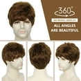 Lakihair Mens Short Brown Wigs for Male Layered Daily Fluffy Mens Wig Side Part Synthetic Hair