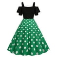 thumbnail image 4 of Gaecuw Vintage Dress Women Off Shoulder Neck Short Sleeve Retro Dresses Below the Knee Midi Dresses A Line Party Ruffle Linen Dress Casual Semi Formal Dress Polka Dot Prom Wedding Guest Dresses, 4 of 6