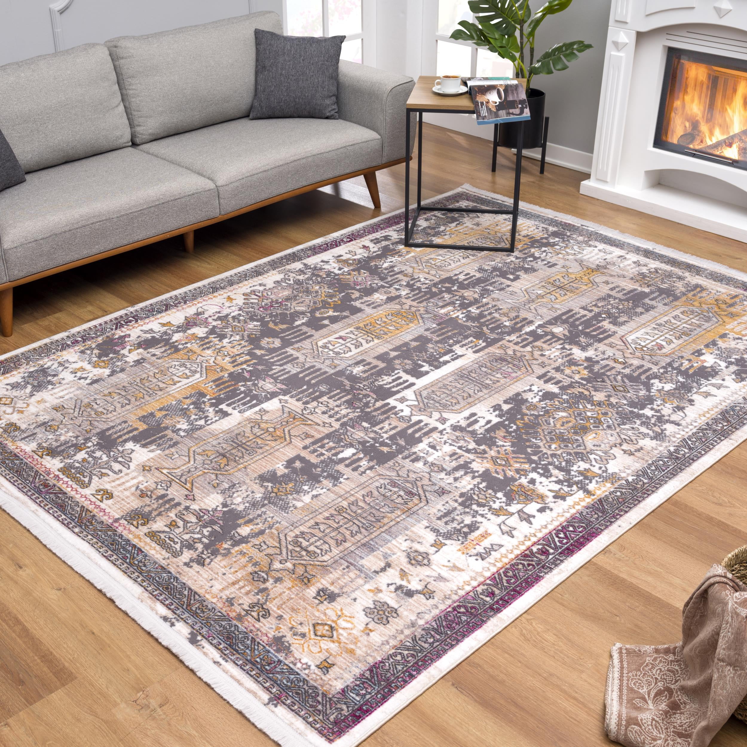Rug Branch Amalfi 2' x 16' (Exact Size: 2'3" 16') South-Western Indoor Runner Rug, Grey Beige, Boho - Entryway, Hallway, Bathroom, and Kitchen