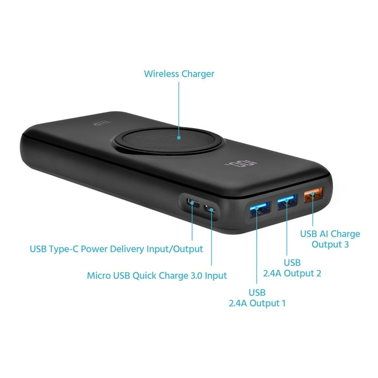 3 In 1 Portable Charger 20000 mAh, Best QC 3.0 Power Bank With Led Light  Display