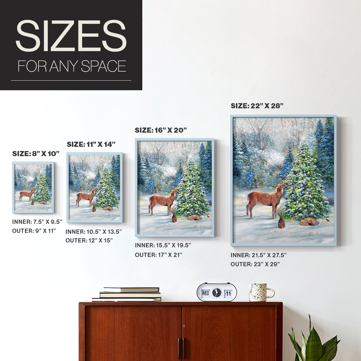 Winter Gathering Framed Print - Solid Wood in Single Picture Frame Solid Wood 2 Framed Print