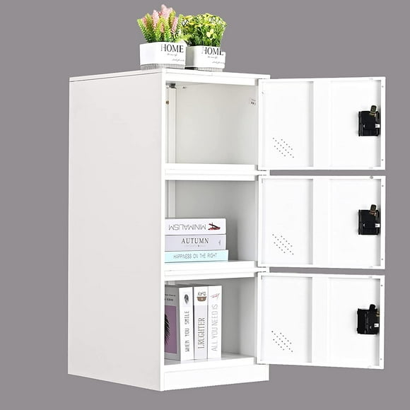 MECOLOR Petit Casier Vertical à un Seul Niveau avec Loquet pour Cadenas, Rangement à 3 Compartiments pour Employé, Maison, Bureau, École, Enfants