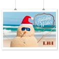 thumbnail image 2 of LBI, Warmest Holiday Wishes Sentiment, Snowman on Beach (9x12 Wall Art Print, Home Decor), 2 of 3