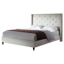 Best Master Furniture Veronica Tufted Wingback Platform Bed Natural Beige, Queen