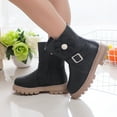thumbnail image 5 of nsendm Female Shoes Big Kid Big Kids Shoes Size 6 Thick Soled Girls Mid Length Boots Comfortable Soft Soled Leather Short Boots Noisy Shoes for Kids Black 1, 5 of 7