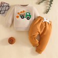 thumbnail image 2 of NOLDARES Toddler Infant Baby Boy Outfits Long Sleeve Crewneck Tee Casual Joggers Pants 2pcs Fall Winter Clothes Clothing Set(Khaki,3-6 M), 2 of 7