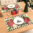 thumbnail image 5 of Christmas Placemats Set of 6, 12x18 Inch Red and Green Buffalo Check Plaid with Christmas Ball Ornaments, Christmas Table Mats for Holiday Winter Xmas Kitchen Dining Table Decor, 5 of 6