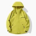 thumbnail image 2 of Fiaer,Womens Oversized Softshell Jackets with Pockets,Ladies Full Zip Waterproof Windbreaker Hooded Tops for Outdoor Activity Hiking Travel Yellow XL, 2 of 6