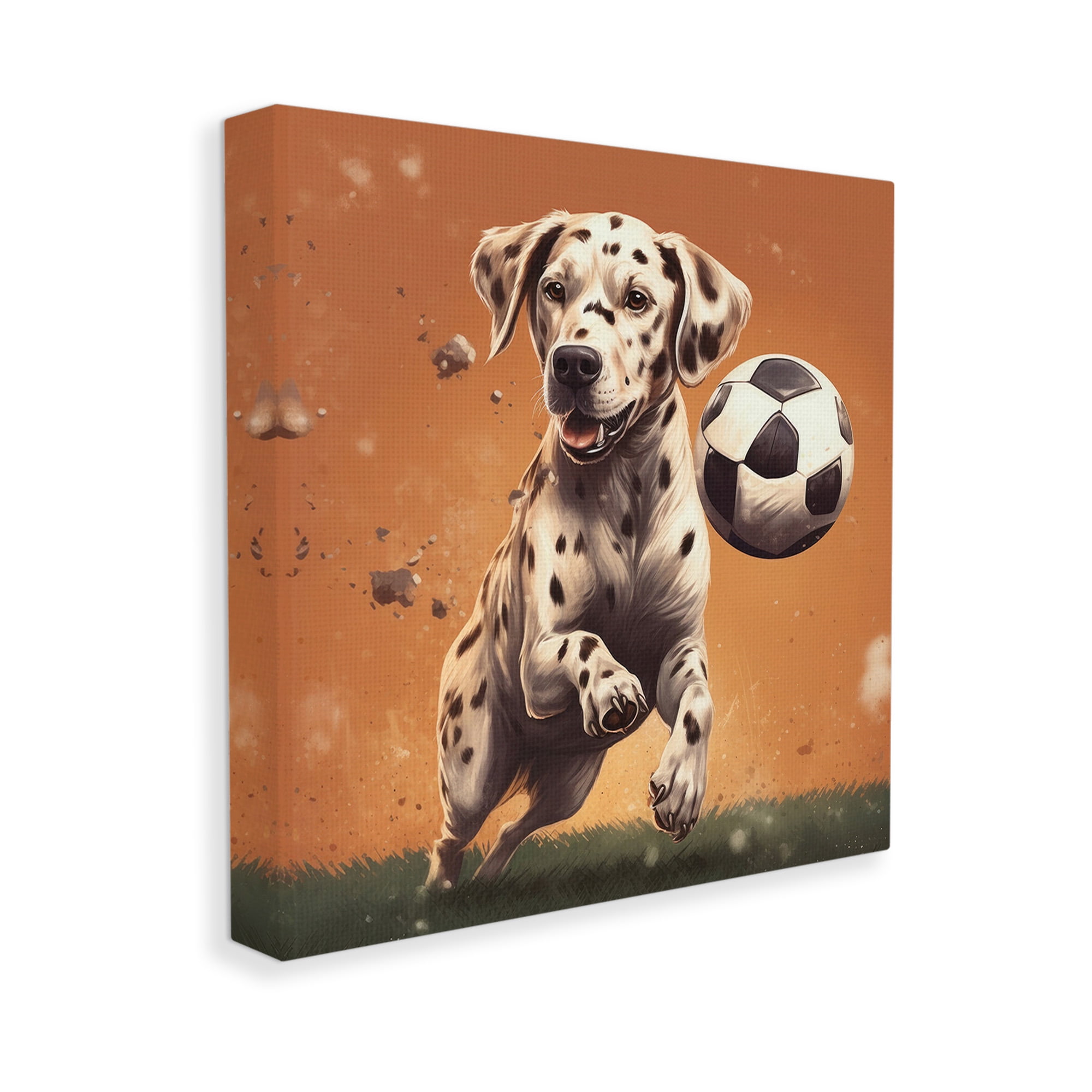Stupell Industries Dog Playing Soccer Animals & Insects Painting Gallery Wrapped Canvas Art Print Wall Art, 17 x 17