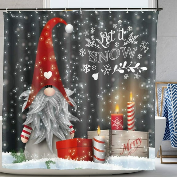 Christmas Shower Curtain for Bathroom Christmas Gnomes Shower Curtain Funny Santa Claus Shower Curtain with Hooks 72 x 72 Inch