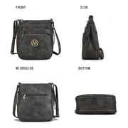 MKF Collection Salome Expandable Multi-Compartment Crossbody Bag for Women Stylish Vegan Leather Purse by Mia K- Black