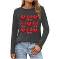 thumbnail image 2 of Aloohaidyvio Womens Love Heart Raglans T-Shirts Casual Long Sleeve Valentine's Day Graphic Tees Tops, 2 of 5