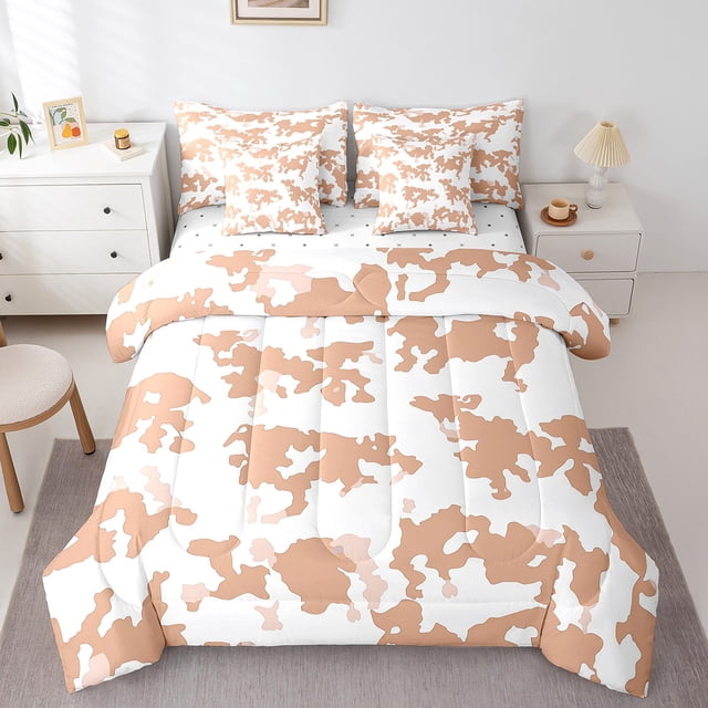 YST Pink Cowhide Comforter Set, 7-Piece, Farmhouse, Twin