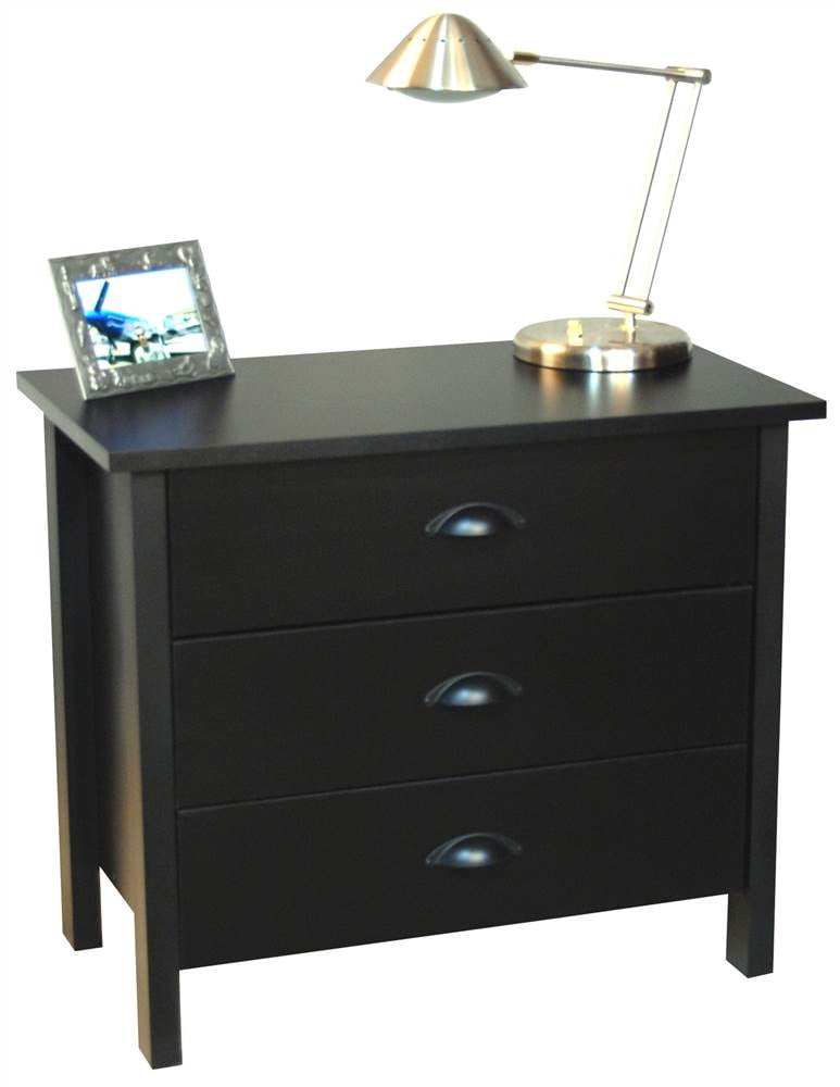Nouvelle Contemporary 3 Drawer Chest In Black Finish Walmart Com