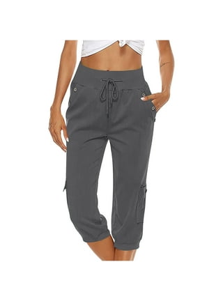 Capri Pants for Women Comfy Drawstring Elastic Waist Sweatpants Capris  Pants Loose Yoga Cropped Joggers with Pockets