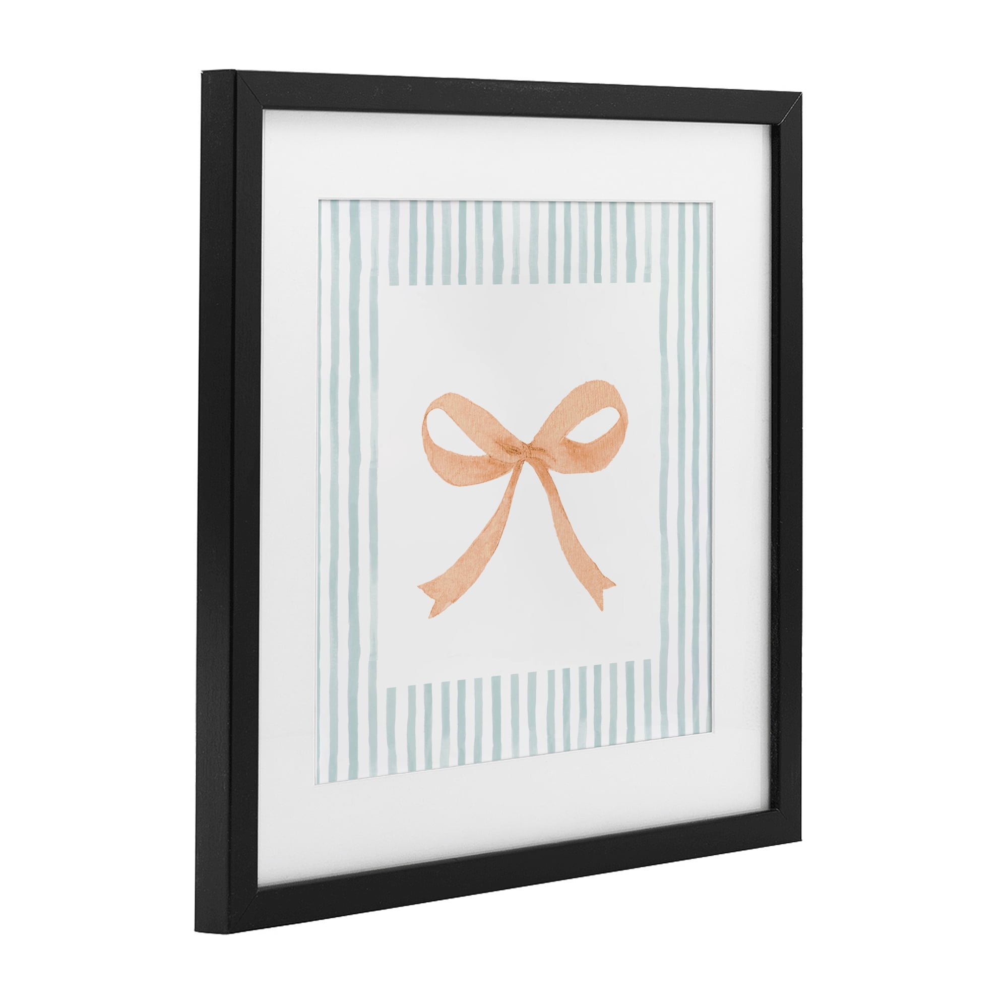 Stupell Industries Orange Bow with Stripe Border Black Framed Print Under Glass, design by Patricia Pinto