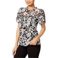 thumbnail image 1 of Blusa de punto Floral Kensie para mujer negro extragrande Tejer, 1 of 1