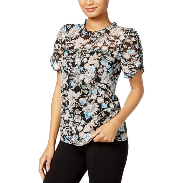 Blusa de punto Floral Kensie para mujer negro extragrande Tejer