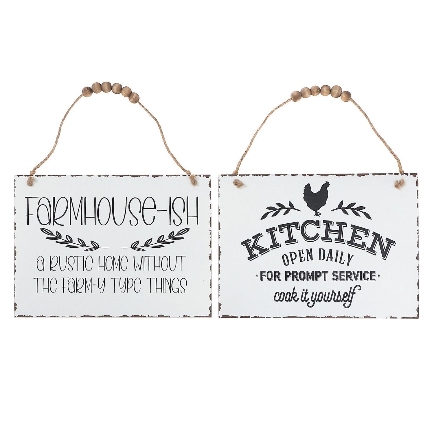 IH Casa Decor Suspendu En Bois Kitchen / Farm House-Ish Asstd - Ensemble De 2