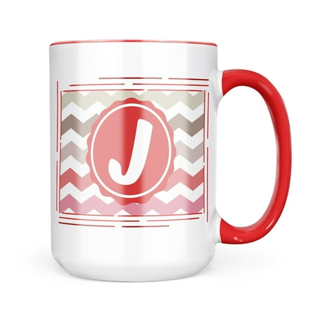 

Neonblond Monogram J Soft Pink Grey Chevron Mug gift for Coffee Tea lovers