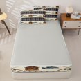 thumbnail image 4 of Manfei Rustic Cabin Zipper Queen Comforter Set with Fitted Sheet and 2 Pillowcases, Fishing Plaid Zipper Bedding Set, Blue Cream, Gray Reversible, 4 Pieces, 4 of 7