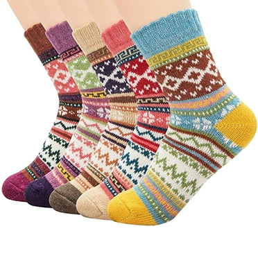 Dyfzdhu Socks Winter Comfort 5 Wool Soft Vintage Men Pack Warm Crew Socks