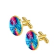 thumbnail image 2 of Tie Dye Men's Cufflinks Set for Dress Shirts, Made of Stainless Steel, for Business and Formal Occasions, 2 of 6
