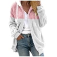 thumbnail image 3 of VISALY Womens Zip Up Hoodies Sweater Jacket Coat Stitching Three- Pocket Soft Hooded Pullover Sweatershirt Warm Artificial Wool Coat Outwear Casual Sweaters Fleece Hoodies Winter Sweaters Pink 4Xl, 3 of 7