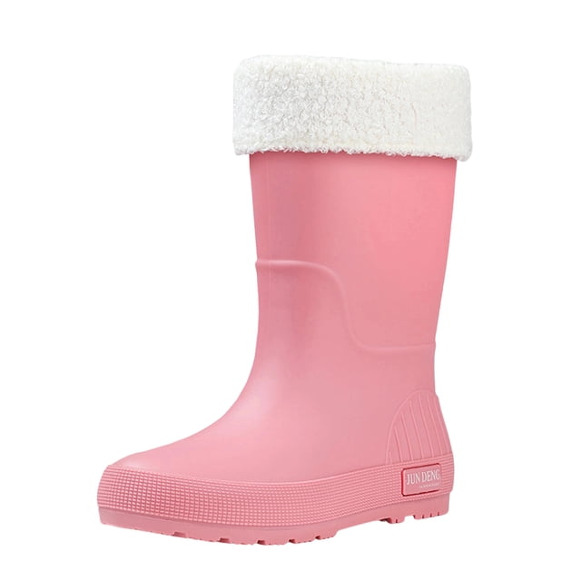 Women's Removable Inner Lining Waterproof Comfortable Heightened Tube Rain Boots for Autumn and Winter.