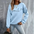 thumbnail image 2 of TGPMGRZ Women's Fashion Hoodies & Sweatshirts Cute Oversized Crewneck Long Sleeve Shirts Fall Winter Clothes #01 Light Blue, Size M, 2 of 8