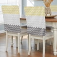 thumbnail image 2 of Chair Covers for Dining Room Herringbone Pattern Set of 4 Removable Chair Back Covers Vintage Yellow Ombre Grey Washable Chair Slipcovers Seat Protector for Party Wedding Kitchen Decorations, 2 of 8