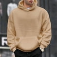 thumbnail image 2 of Siilsaa Mens 2024 Casual Cotton Hooded Collar Drawstring Hoodies Pullover Sweatshirts Casual Long Sleeve Shirts Khaki,M, 2 of 5