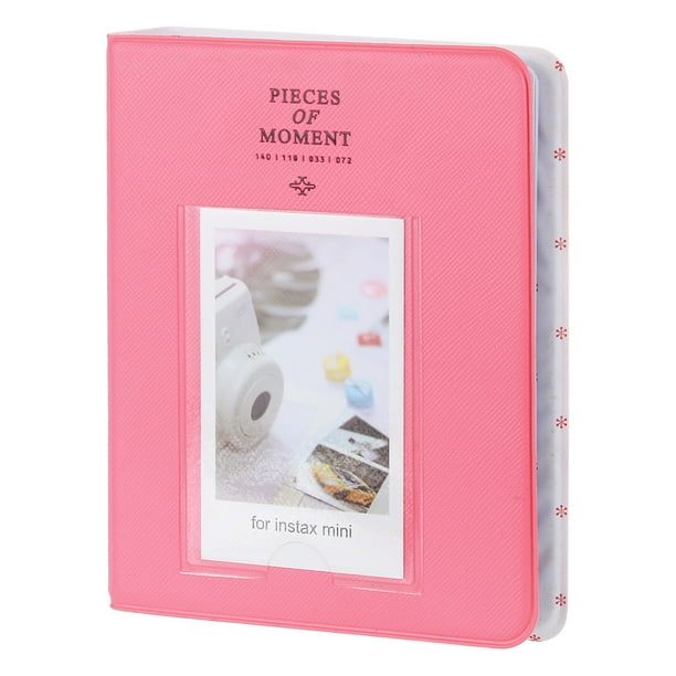 Uxcell Álbum de Fotos de 64 Bolsillos, Álbum de Fotos Pequeño de 2 x 3 con Cubierta de Cuero y Ventana Frontal para Película Instantánea, (Rosa durazno)